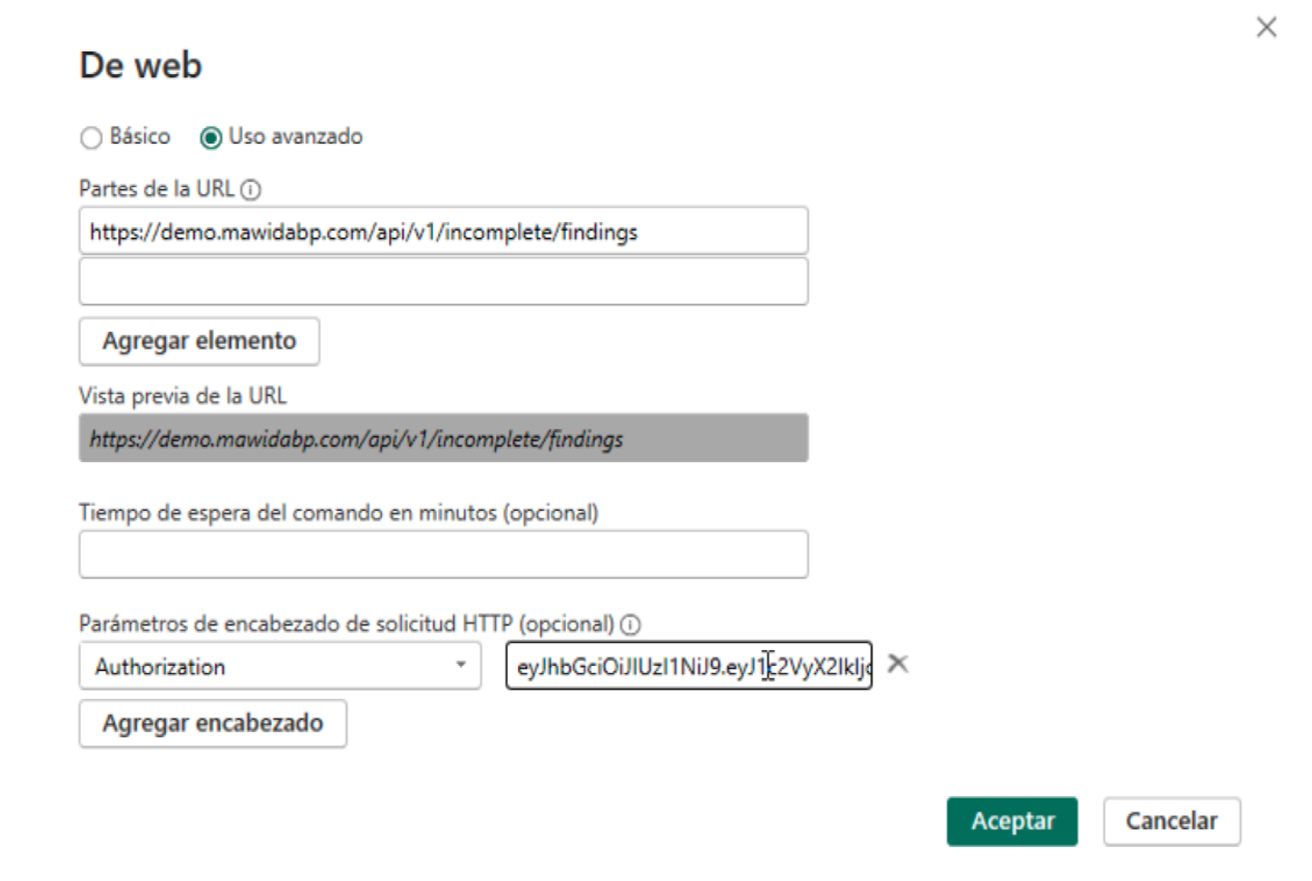 Power BI Web connection with Authorization header